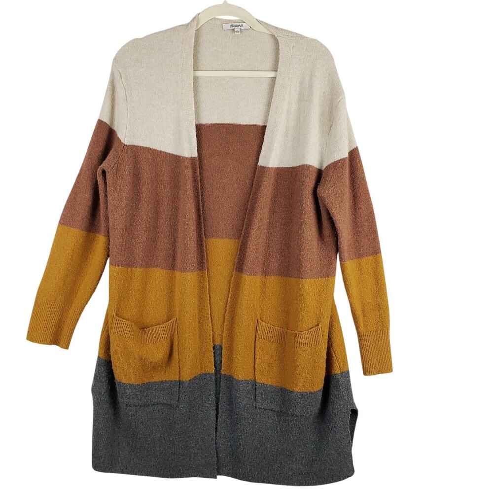 Madewell Size S‎ Open Front Longline Cardigan Sweater Earth Tone Colorblock Cozy